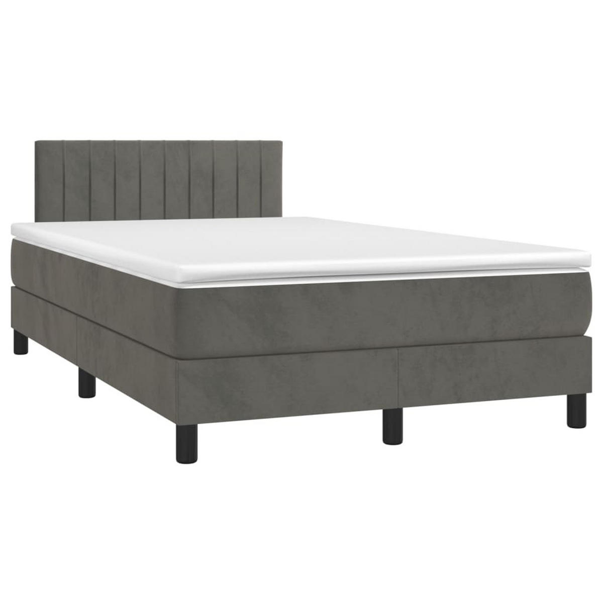 BOXSPRINGBETT Mit Matratze & Led Dunkelgrau 120/200 Cm Samt - Weiß, Textil (120/200cm) - vidaXL