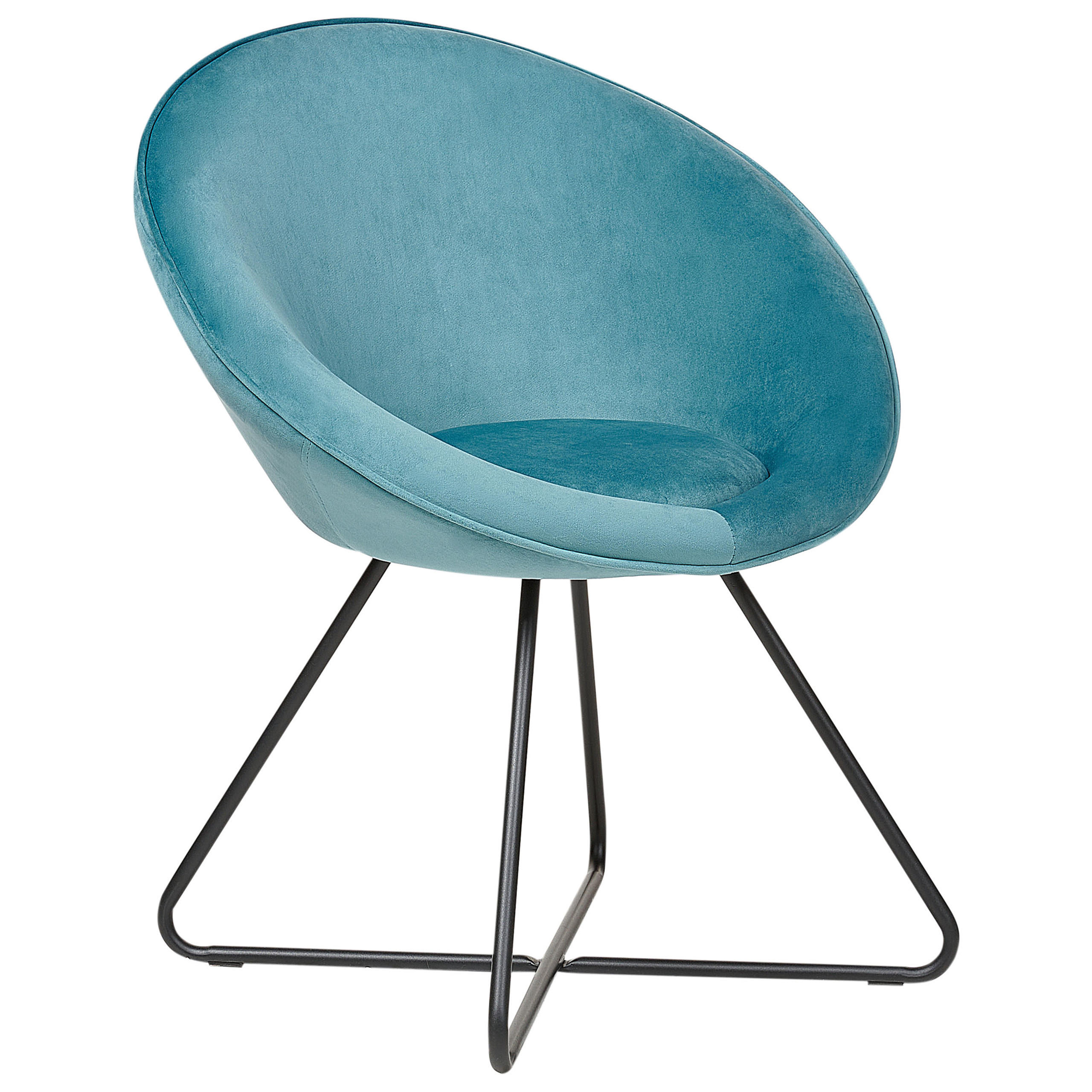 SESSEL Samtstoff hellblau/schwarz rund Floby II - Blau/Schwarz, Textil (69/80/58cm) - Beliani
