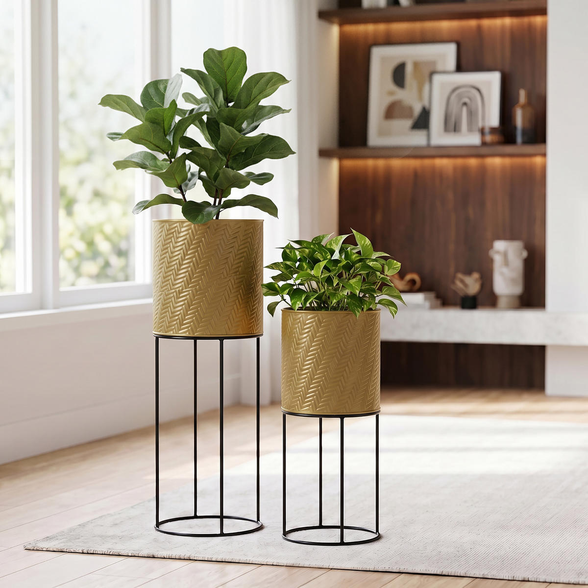 BLUMENSTÄNDER Gold-Schwarz 2er-Set Metall 41x18 cm - Multicolor, Metall (20/60/20cm) - Relaxdays