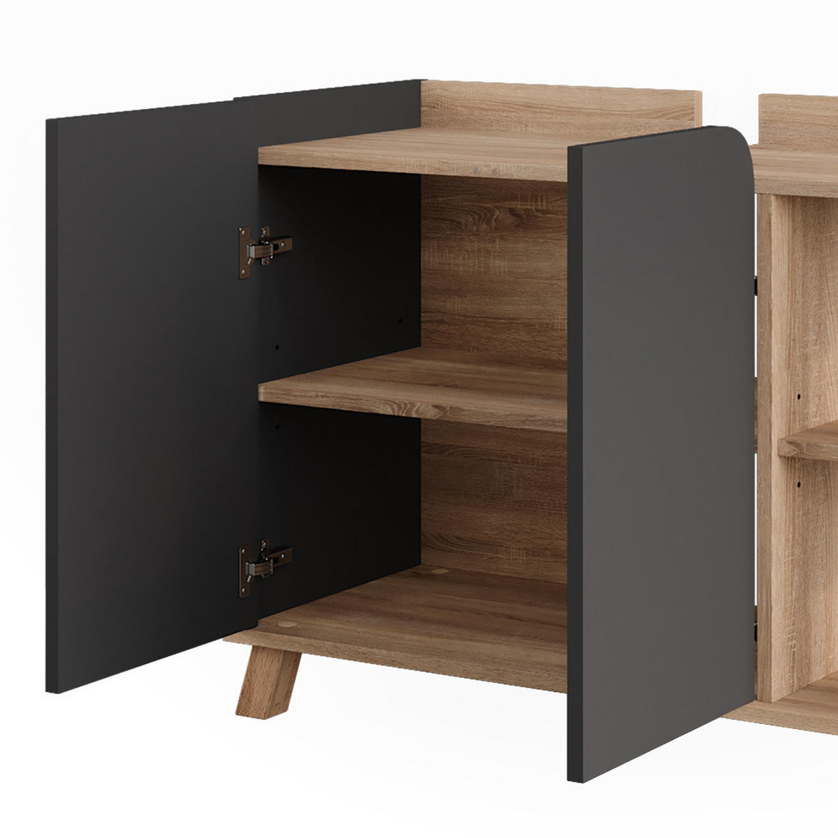 WASCHBECKENUNTERSCHRANK Karen Sonoma/Anthrazit 80 x 65 cm mit 2 Türen - Anthrazit/Sonoma Eiche, Holzwerkstoff (80/65/35cm) - Vicco