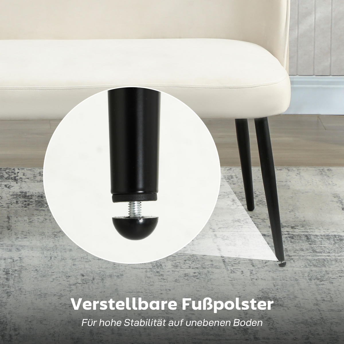 SOFA 2-Sitzer kleine Couch 127 cm mit Samtoptik, geschwungene Rückenlehne Beige - Beige/Schwarz, Textil/Metall (63/84.5/127cm) - HOMCOM