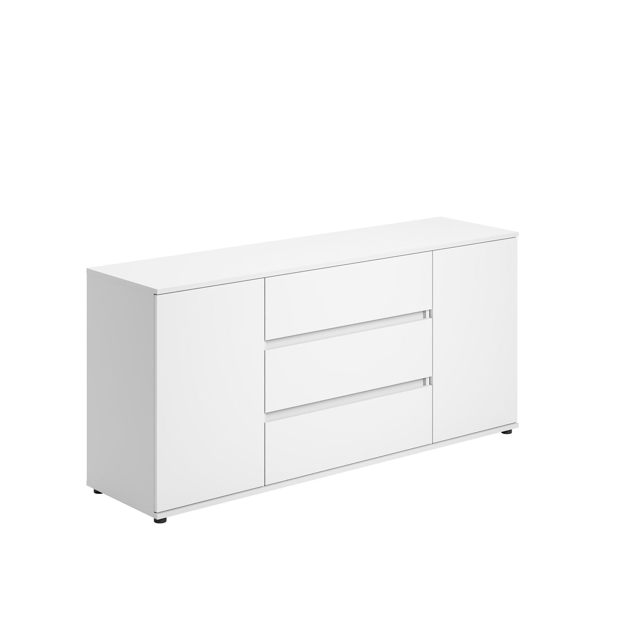 Home Collective KOMODA, šířka 150 cm, se dvěma dvířky a třemi zásuvkami, bílá