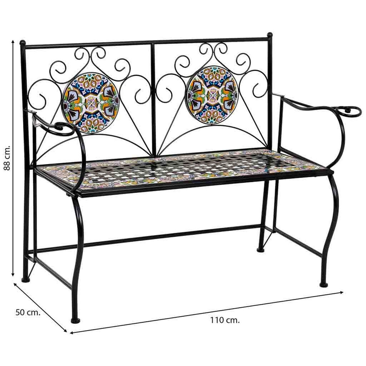 BANK, schwarz, 110x50x88cm - Schwarz, Metall (110/88/50cm) - Wanderlust