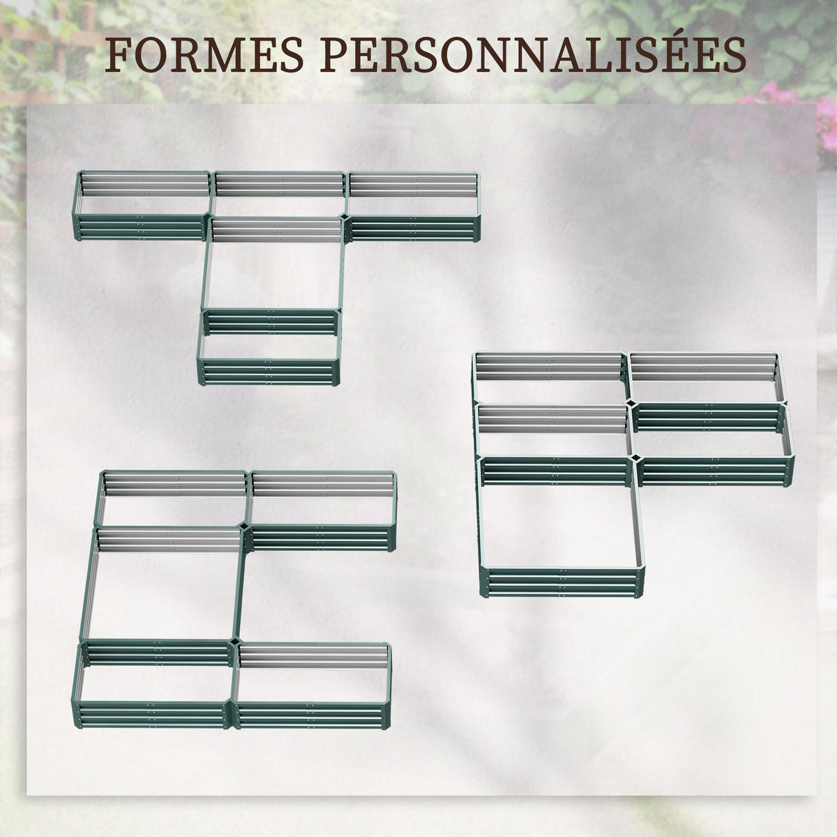 HOCHBEET-SET DE-12136 modulares 5er-Set aus Stahl, 121/116/31 cm Grün - Grün, Metall (245/31/242cm) - ComfortXL