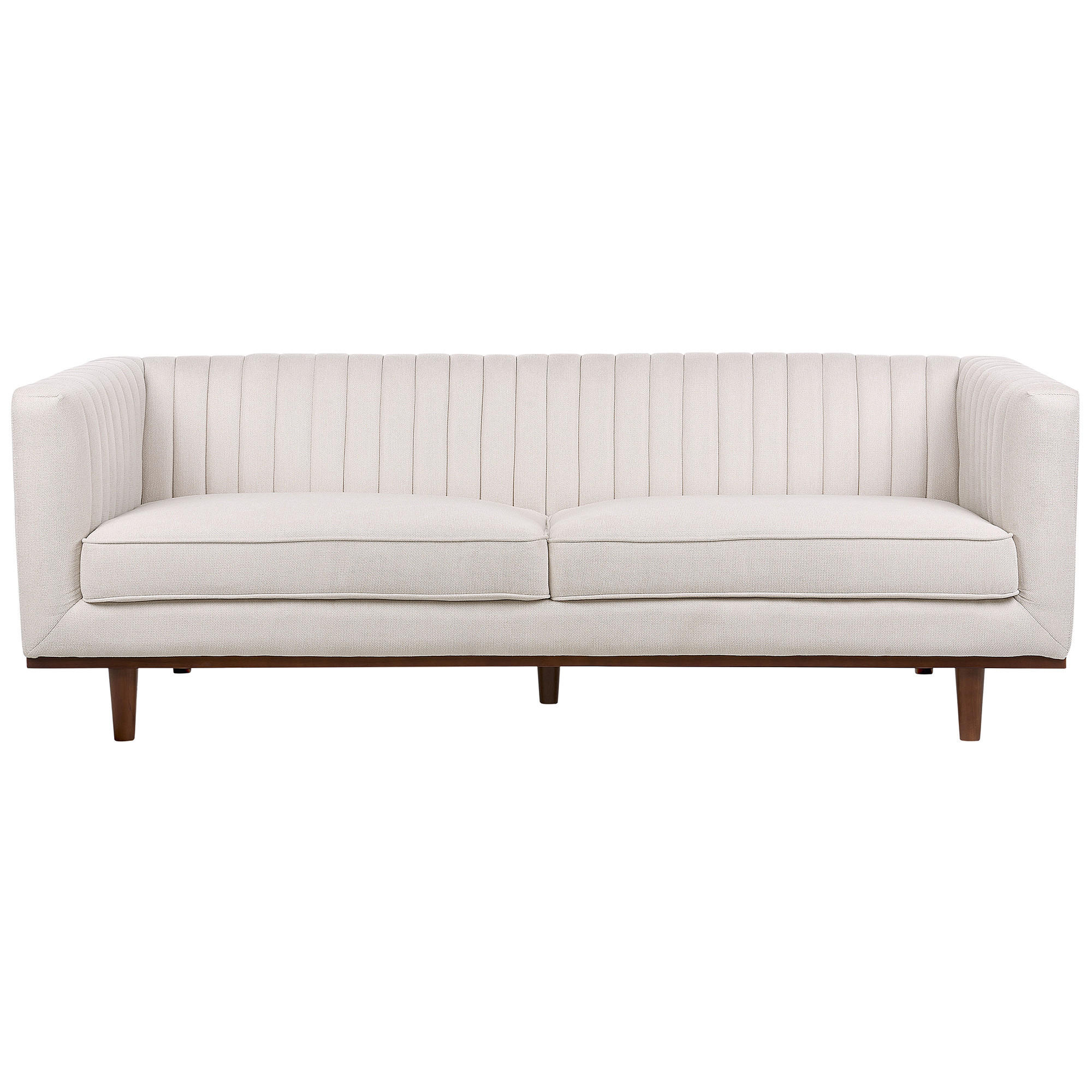 3-SITZER-SOFA beige Skaule - Dunkelbraun/Beige, Textil (205/71/82cm) - Beliani