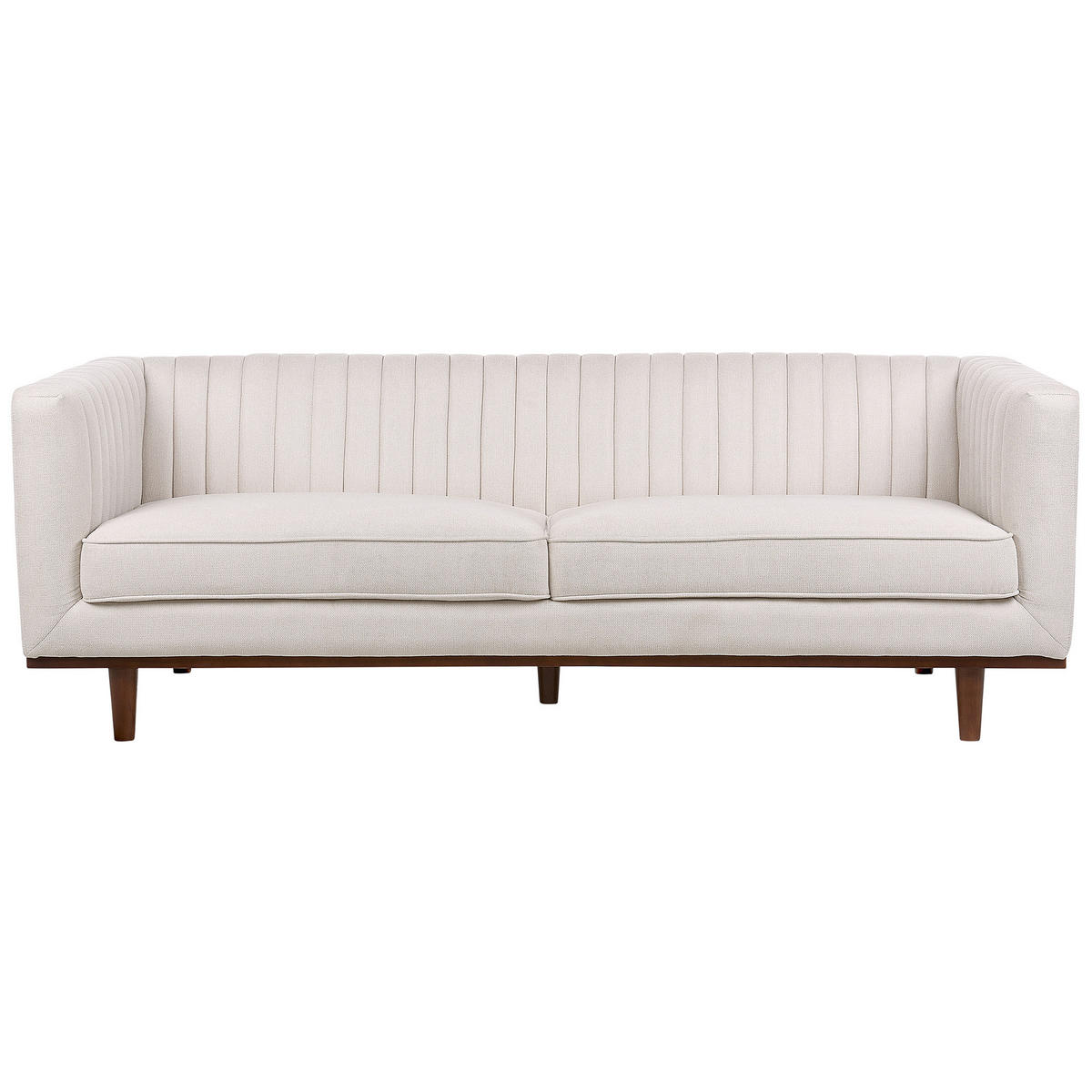 3-SITZER-SOFA beige Skaule - Dunkelbraun/Beige, Textil (205/71/82cm) - Beliani