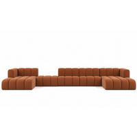 ECKSOFA U-Form Grand U Big XL 500 cm, Velourstoff Salvador, Braun - Braun, Holz (500/179cm) - Kaiser Möbel