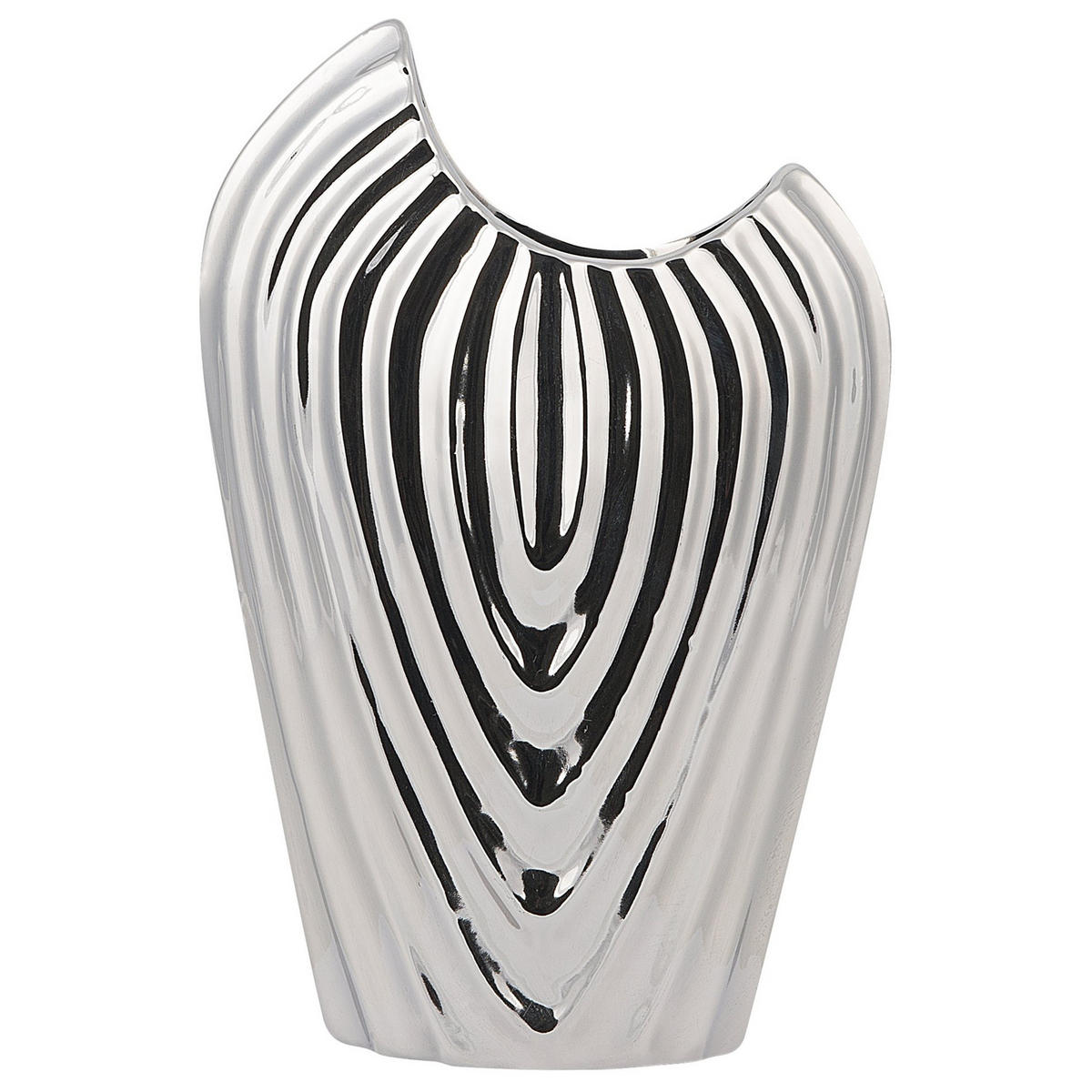 DEKOVASE Steinzeug silber Ecetra - Silberfarben, Stein (26cm) - Beliani