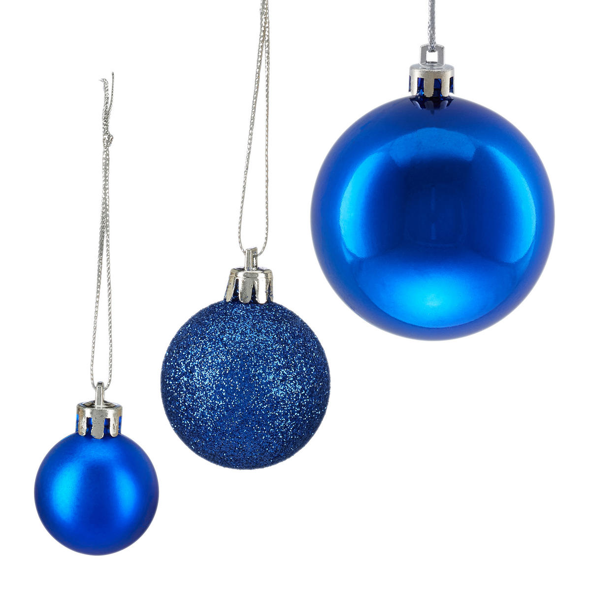 100XWEIHNACHTSKUGELN - Blau, Kunststoff (6/7/6cm) - Relaxdays