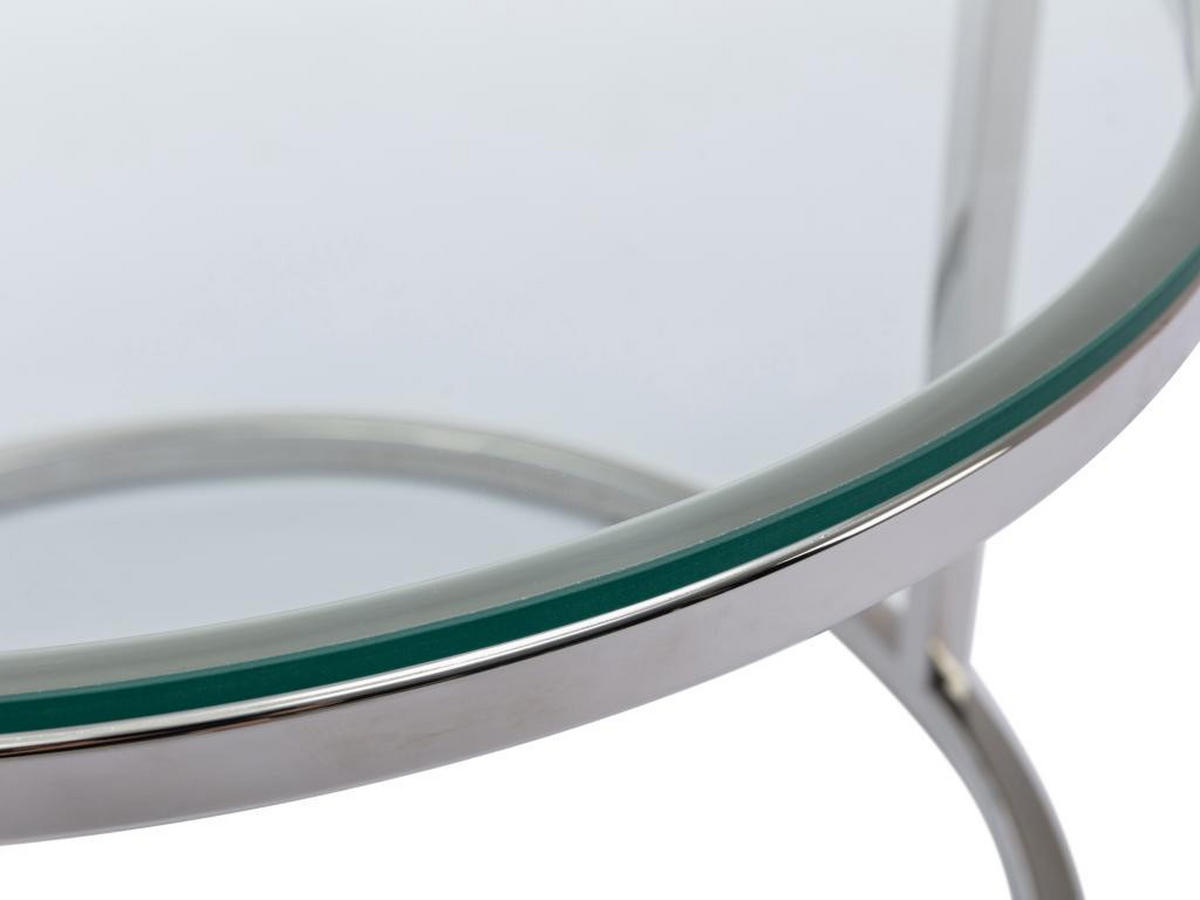 COUCHTISCH 2er-Set aus gehärtetem Glas & Edelstahl - Silberfarben - MAEVANE II - Transparent/Silberfarben, Metall (80/80/42cm) - Pascal Morabito
