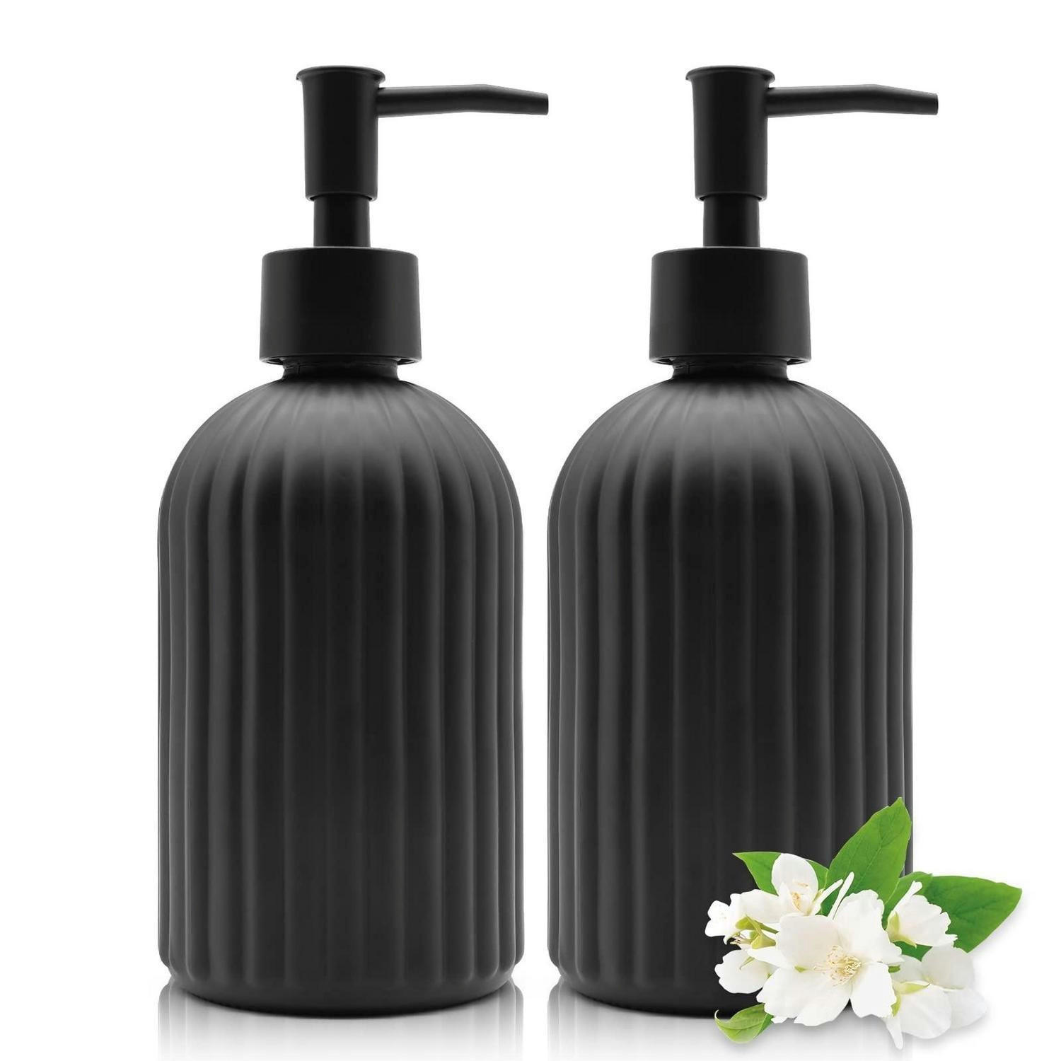 SEIFENSPENDER 2-teiliges Set Glas Schwarz 400 ml - Schwarz, Glas (7.6/19/7.6cm)