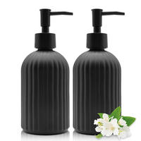 SEIFENSPENDER 2-teiliges Set Glas Schwarz 400 ml - Schwarz, Glas (7.6/19/7.6cm)