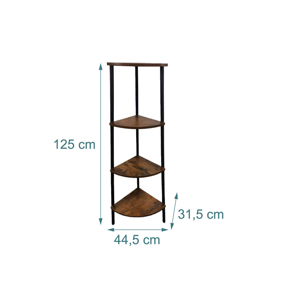 ECKREGAL - Braun, Holzwerkstoff/Metall (44.5/125/31.5cm) - Relaxdays