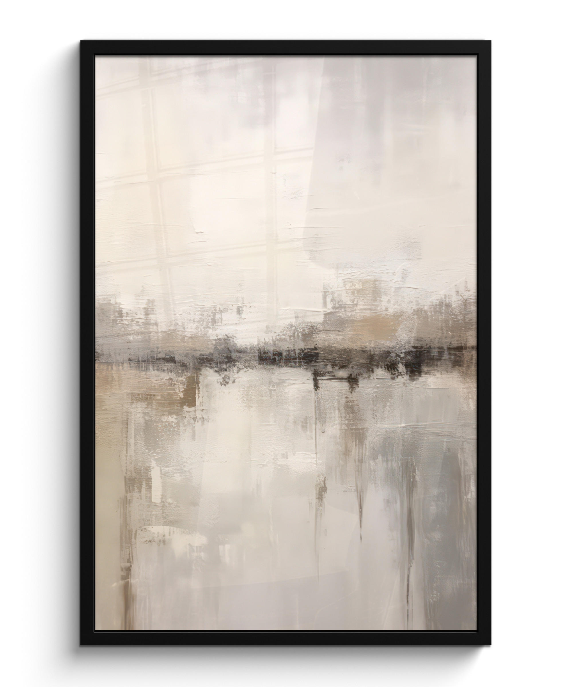 POSTER MIT RAHMENGERAHMTES BILD Moderne Kunst - Abstrakt - Beige 60x90 cm - Beige, Papier (60/90cm) - MuchoWow