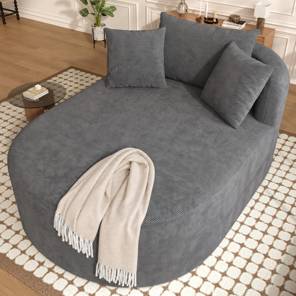 XXL-SESSEL montagefrei mit 122 cm Sitztiefe, DE-42520, Grau - Dunkelgrau, Textil (170/83/112.5cm) - ComfortXL