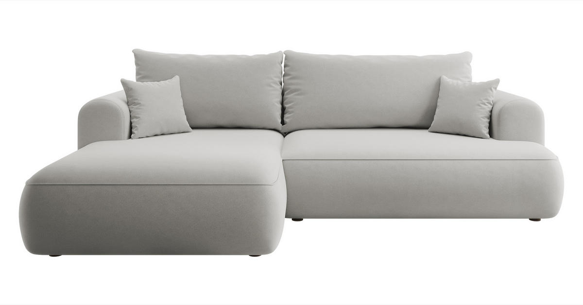 ECKSOFA Ovo Grau Velours - Schwarz/Grau, Kunststoff/Textil (260/165cm) - Selsey