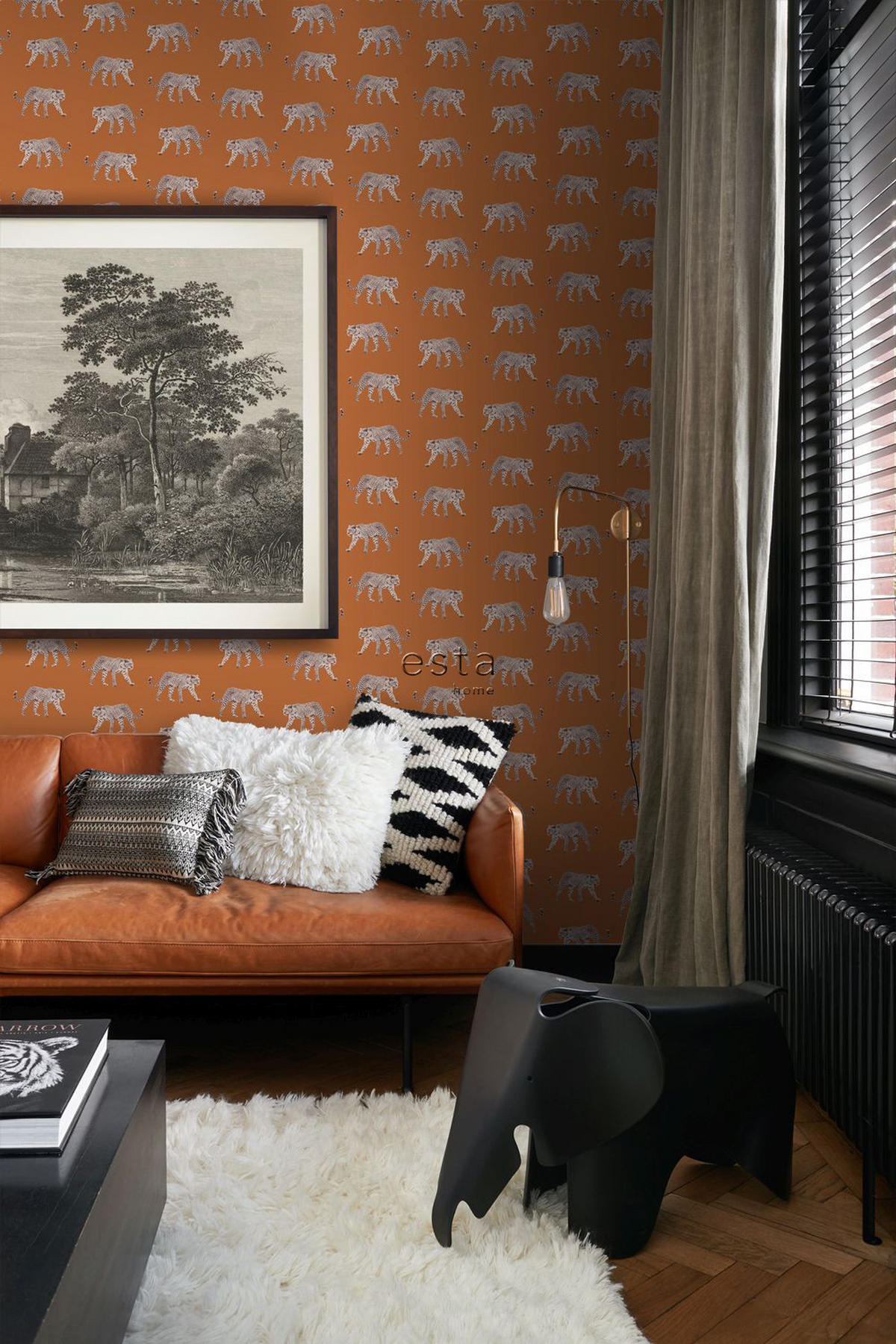 TAPETE Panter 53 cm x 10.05 m - Orange, Papier (53/1000cm) - ESTAhome