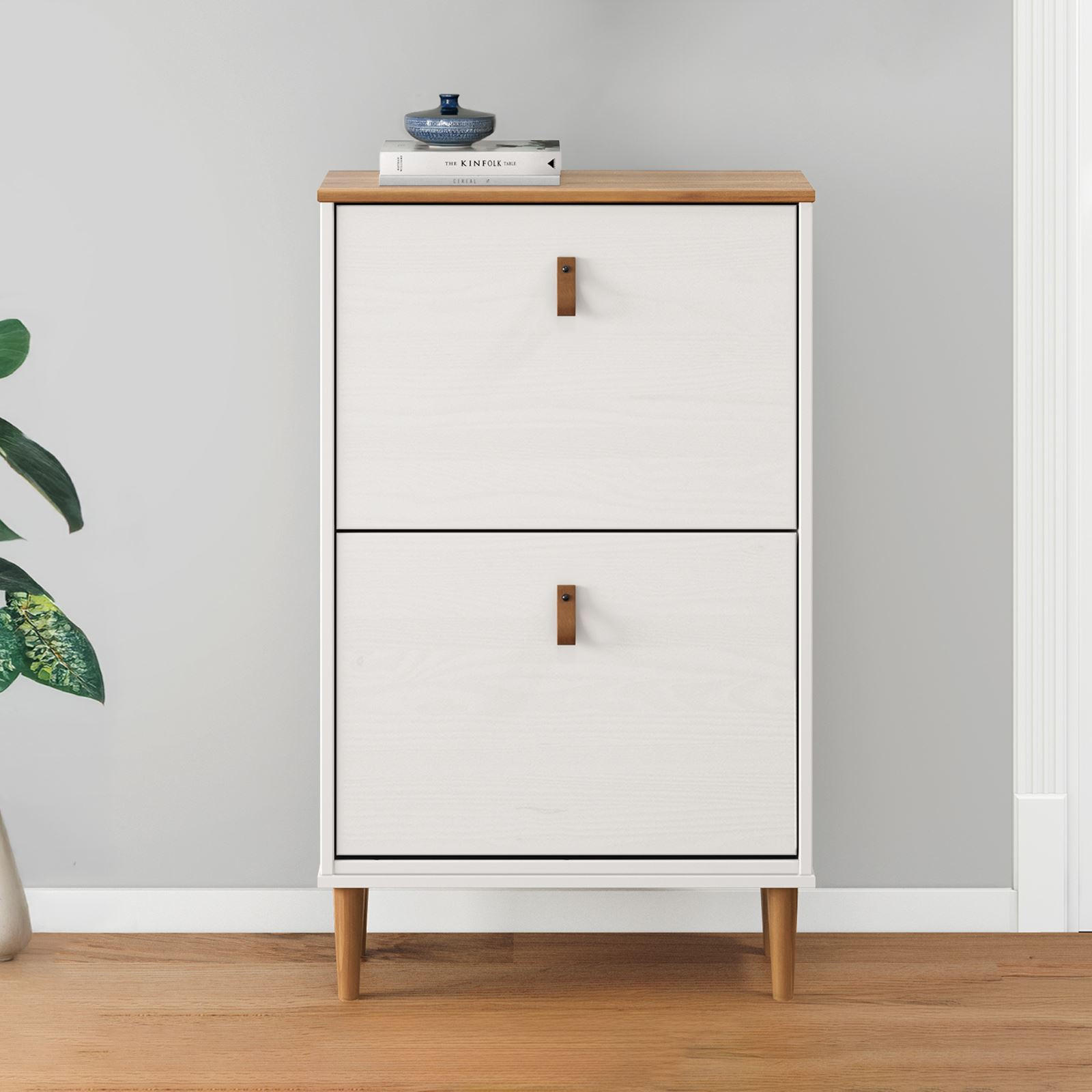 SCHUHKIPPER MIKKA - Eichefarben/Weiß, Holz (59/96/25cm) - IDIMEX