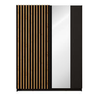 SCHIEBETÜRENSCHRANK CASTARI Schwarz / Artisan Eiche - Schwarz/Eiche Artisan, Holzwerkstoff (150.6/198.5/62cm) - KONSIMO®