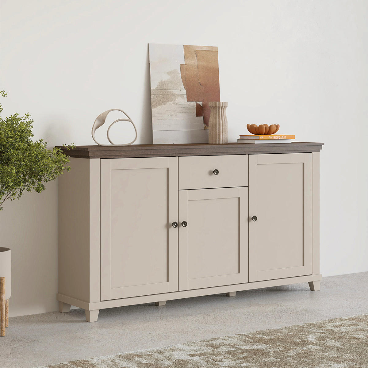 SIDEBOARD Martin Béžová a dřevo - hnědá, kompozitní dřevo (160/93.3/42cm) - Petits-meubles