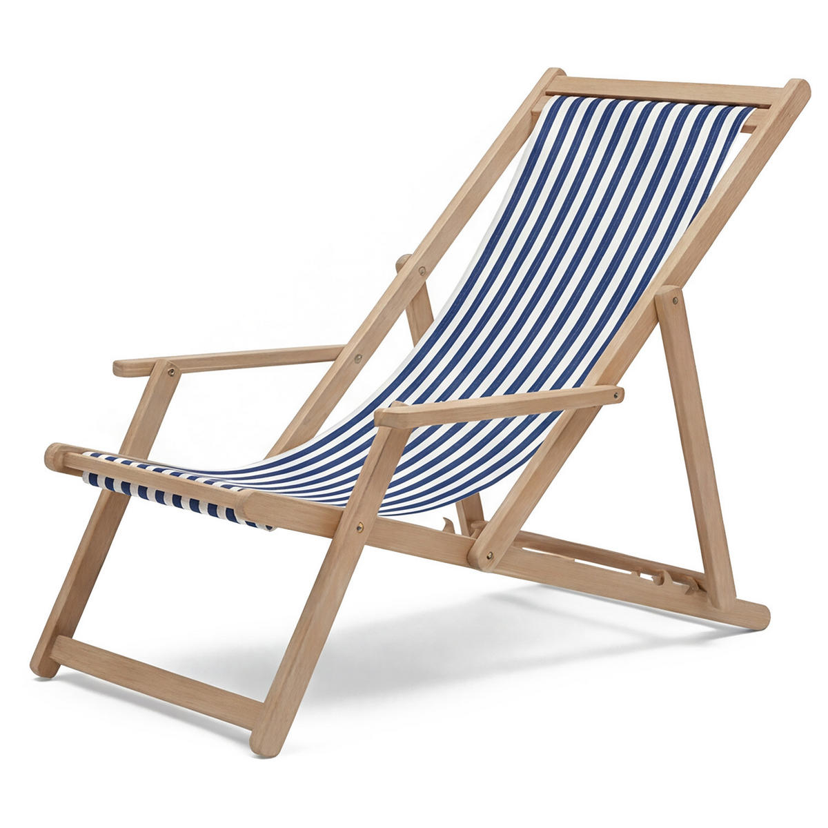 LIEGESTUHL - Akazie massiv / Webstoff - Blau, Holz/Textil (63/88/102cm) - home24