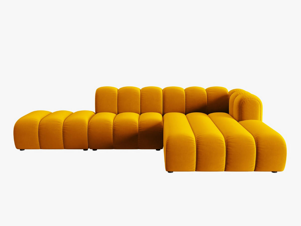 ECKSOFA modular rechts Lupine aus Samt gelb 5 Sitzplätze - Gelb, Textil (177/299cm) - Micadoni