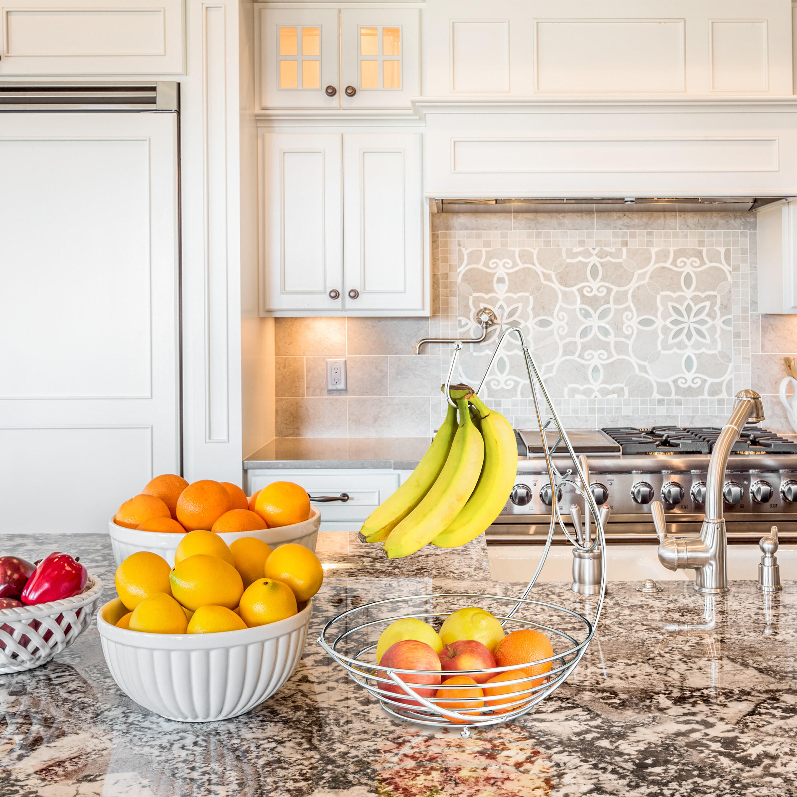 OBSTKORB - Silberfarben, Metall (42cm) - Relaxdays