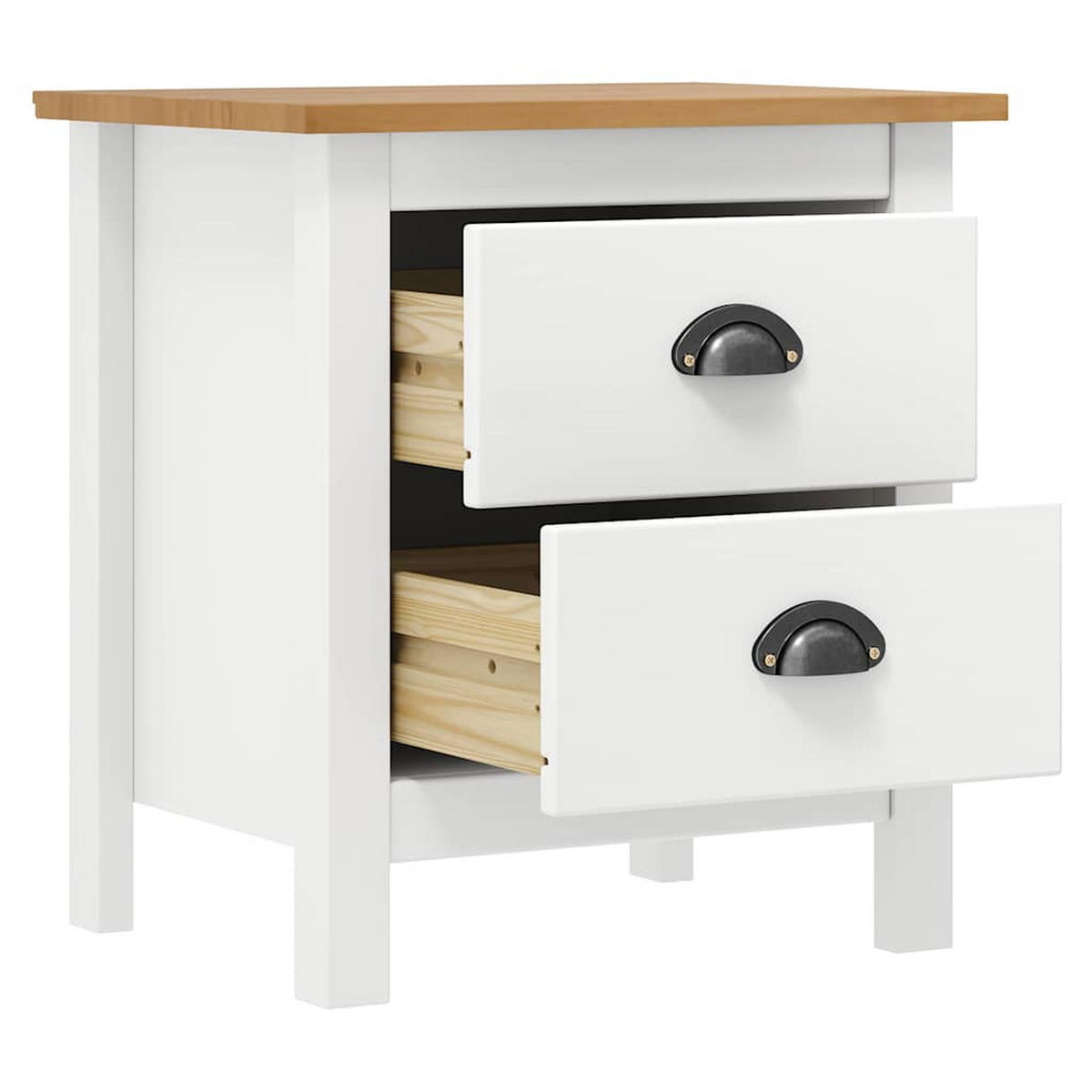 NACHTTISCH 2Er Set Weiss 46/35/49,5 Cm Massivholz Kiefer - Weiß, Holz (35/49.5/46cm) - vidaXL