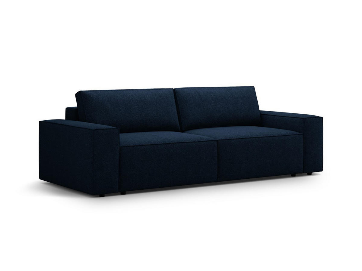 SOFA ausklappbar mit Bettkasten Jodie aus Boucle dunkelblau 3 Sitzplätze - Dunkelblau, Textil (107/86/247cm) - Micadoni
