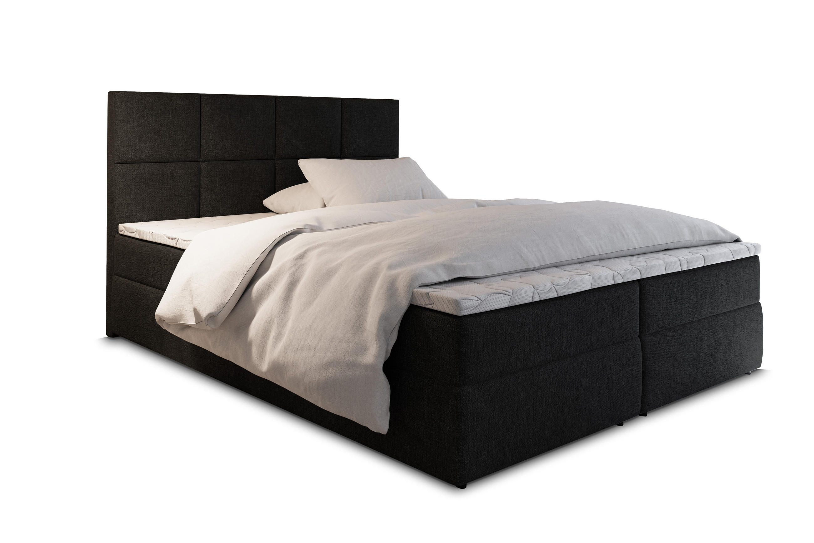 BOXBETT LENA 140x200 cm mit Matratze und Topper - Anthrazit - Anthrazit, Holz (140/200cm) - MASSENO