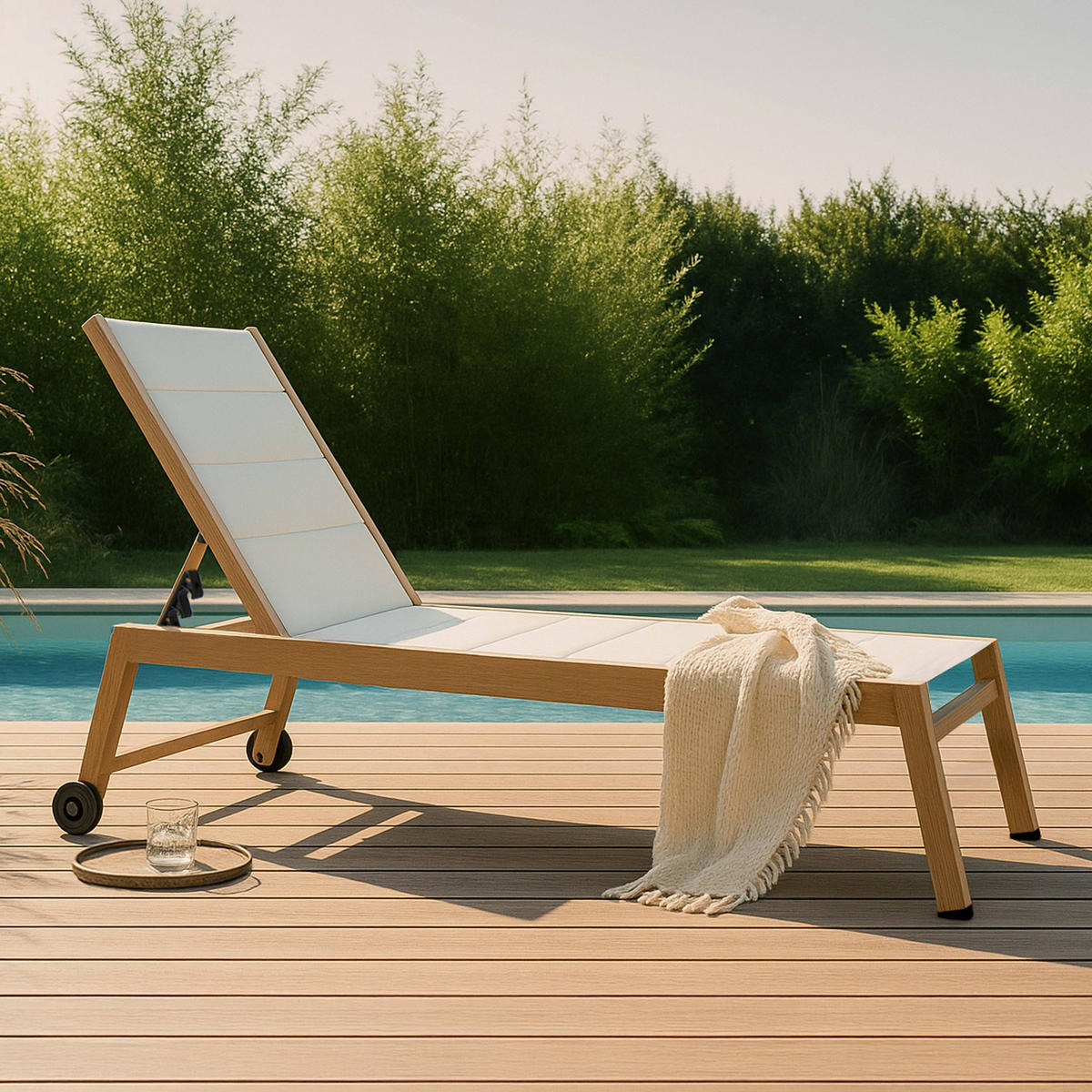 SONNENLIEGE 2-tlg., Weiß - Weiß, Metall (169/102/65cm) - Oviala