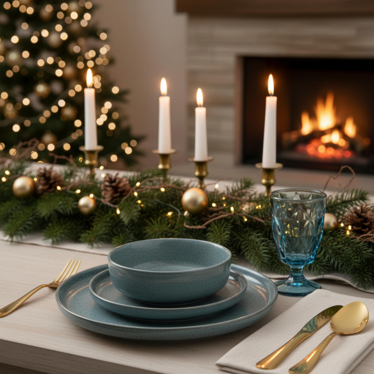 KOMBISERVICE KAIRO OCEAN - 30 teilig aus Steingut - Blau, Stein (27/9.5/27cm) - Sänger