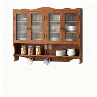 HÄNGESCHRANK in Braun mit 4 Türen und Hakenleiste für Badezimmer und Küche, B100/T20/H80 cm - Transparent/Braun, Glas/Holzwerkstoff (100/80/20cm) - STILVORA