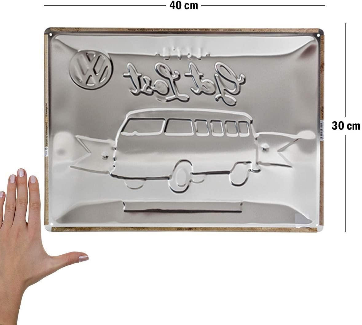 BLECHSCHILD 30/40 cm Volkswagen VW Bulli Let's Get Lost - Multicolor, Metall (40/30/0.2cm) - Nostalgic-Art