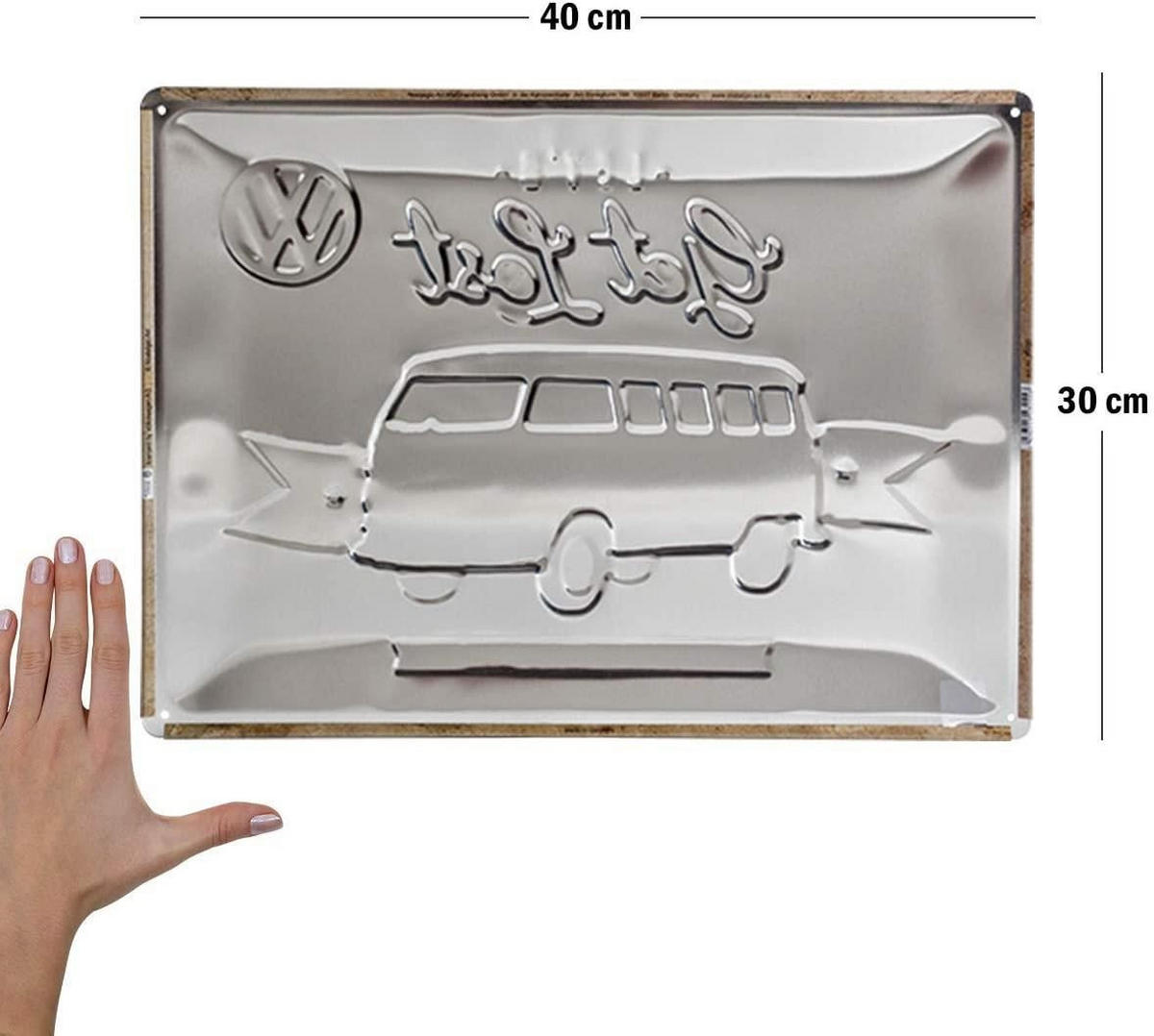 BLECHSCHILD 30/40 cm Volkswagen VW Bulli Let's Get Lost - Multicolor, Metall (40/30/0.2cm) - Nostalgic-Art