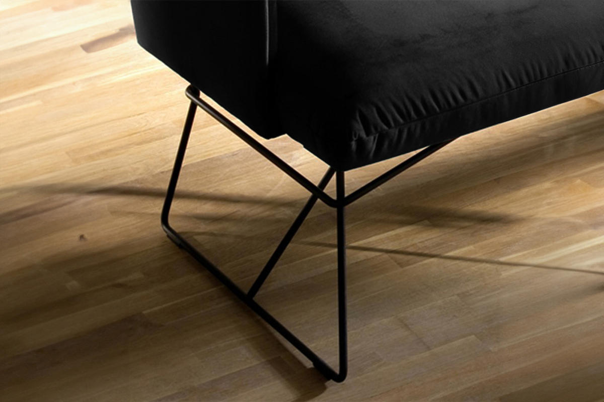 ESSZIMMERBANK CHARME Schwarz Velvet - Schwarz, Textil (166/85/68cm) - KAWOLA