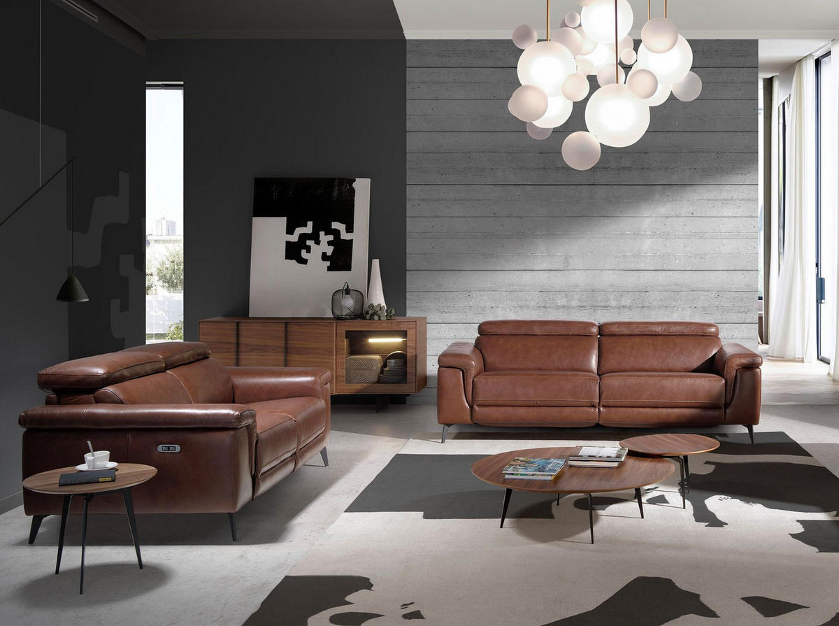 SOFA 2-Sitzer Relaxsofa aus braunem Leder 170/103/99 cm - Schwarz/Braun, Leder (170/99/103cm) - ANGEL CERDA