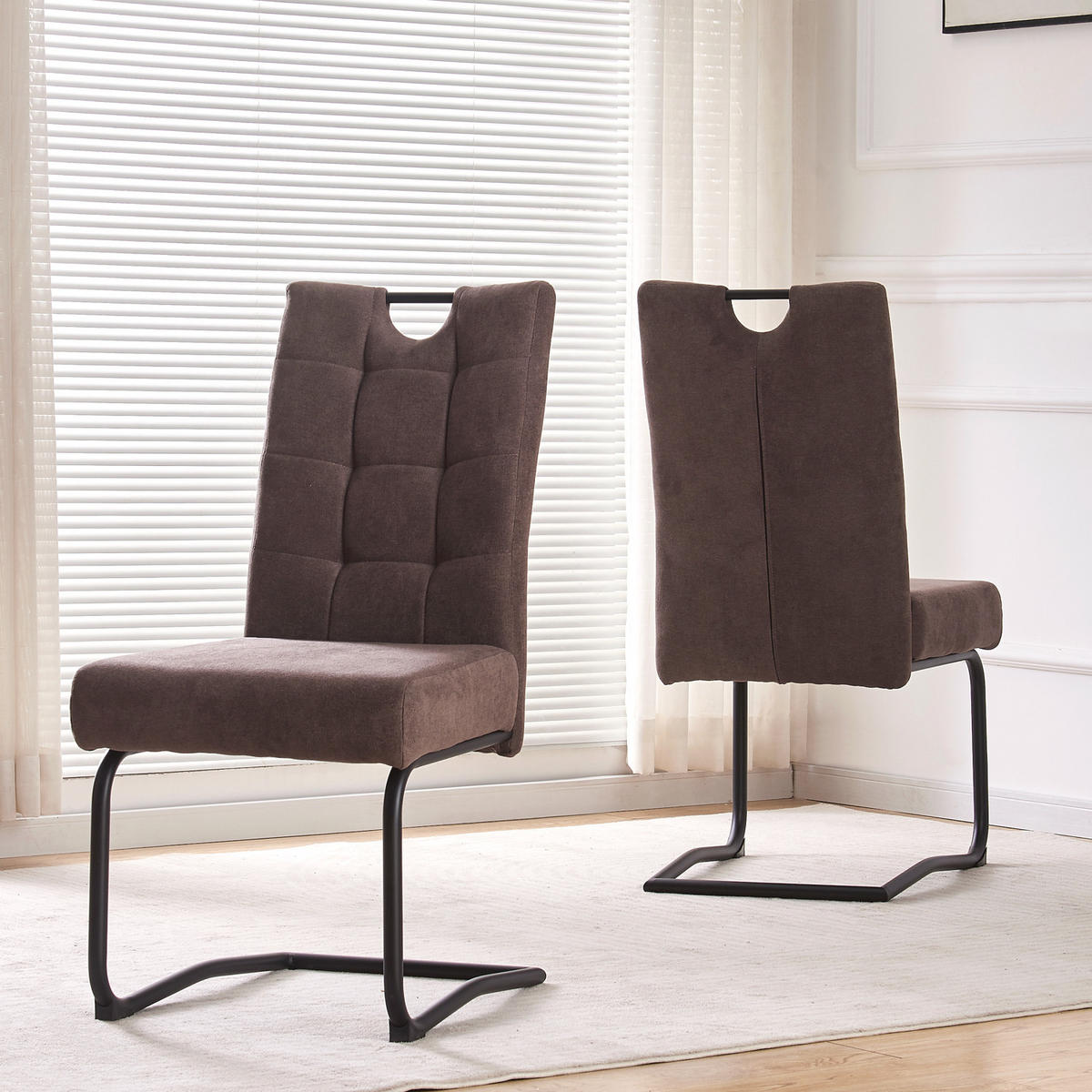 SCHWINGSTUHL SOFIA Cappuccino 2 Stück - Cappuccino, Textil/Metall (48/97/60cm) - B&D Home