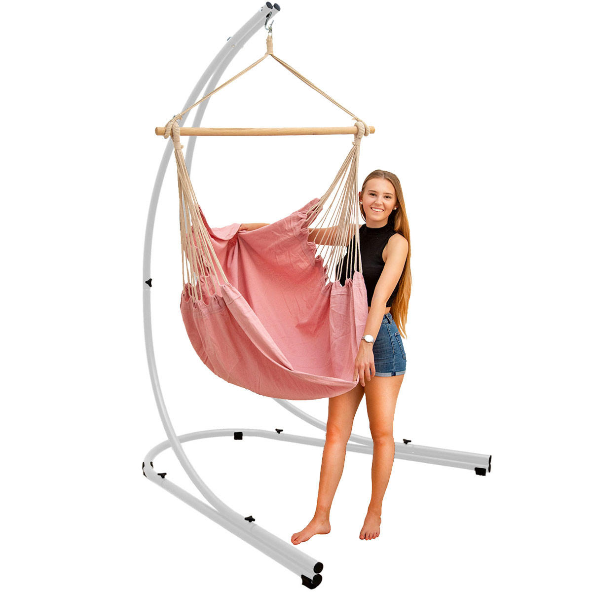 XL-HÄNGESESSEL-GESTELL bis 150kg, 215cm, Grau - Grau, Metall (160/140/210cm) - Amanka