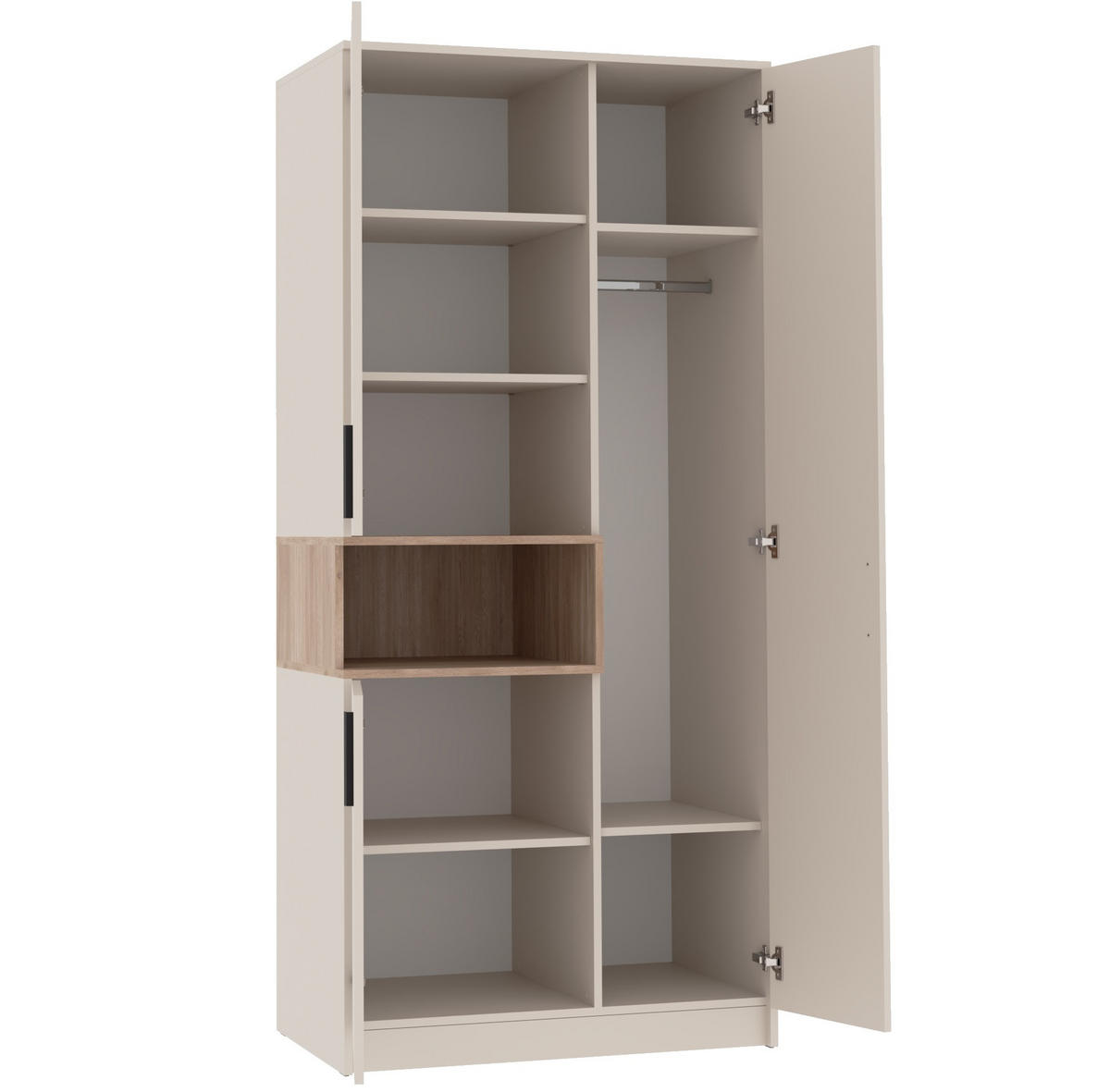 KLEIDERSCHRANK DREHTÜRENSCHRANK G1/C GRAUBEIGE CASHMERE 88/195/54 - Kaschmir/Schwarz, Holzwerkstoff (88/195/54cm) - Marmex Möbel