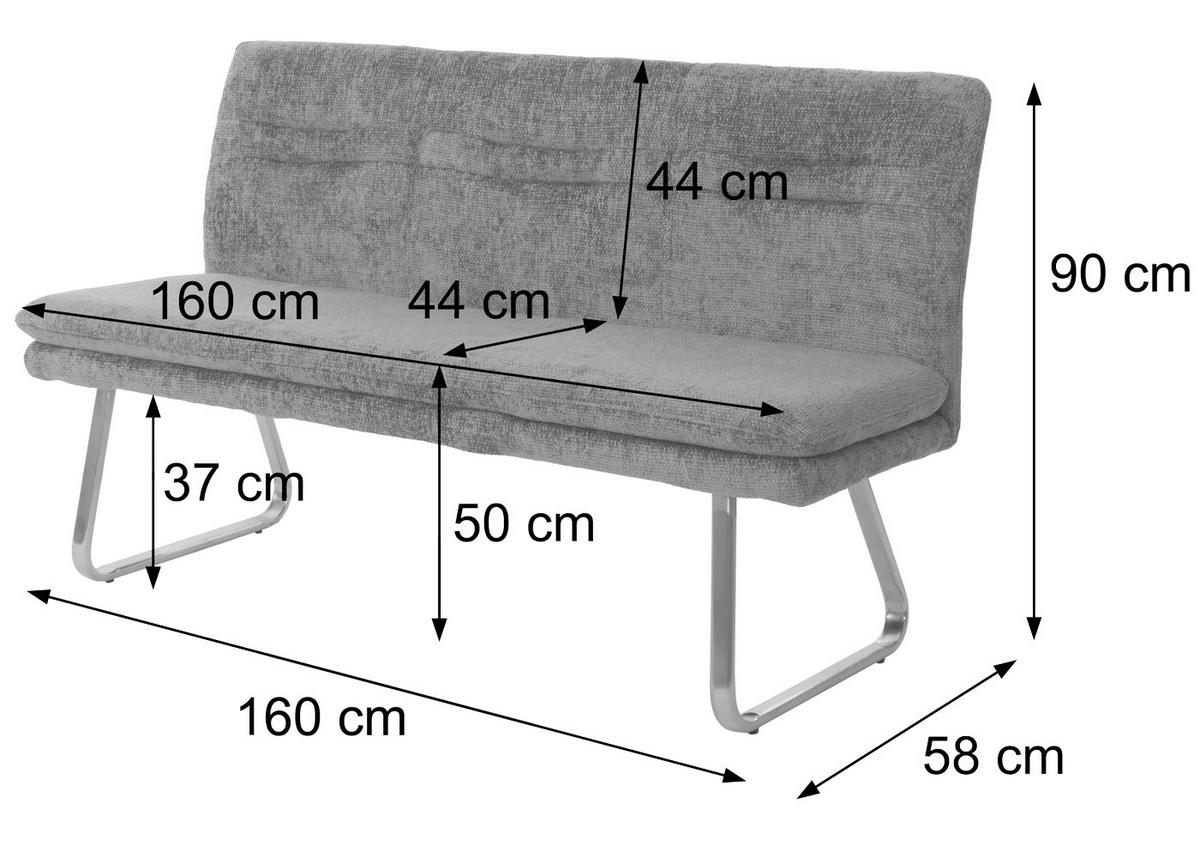 SITZBANK Grau - Grau, Textil (160/90/58cm) - MCW