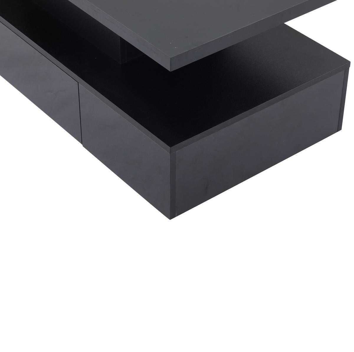COUCHTISCH 100/50 cm mit LED-Beleuchtung, Ablagefach und Schublade in Schwarz - Schwarz, Holzwerkstoff (100/50/39cm) - BEAOK