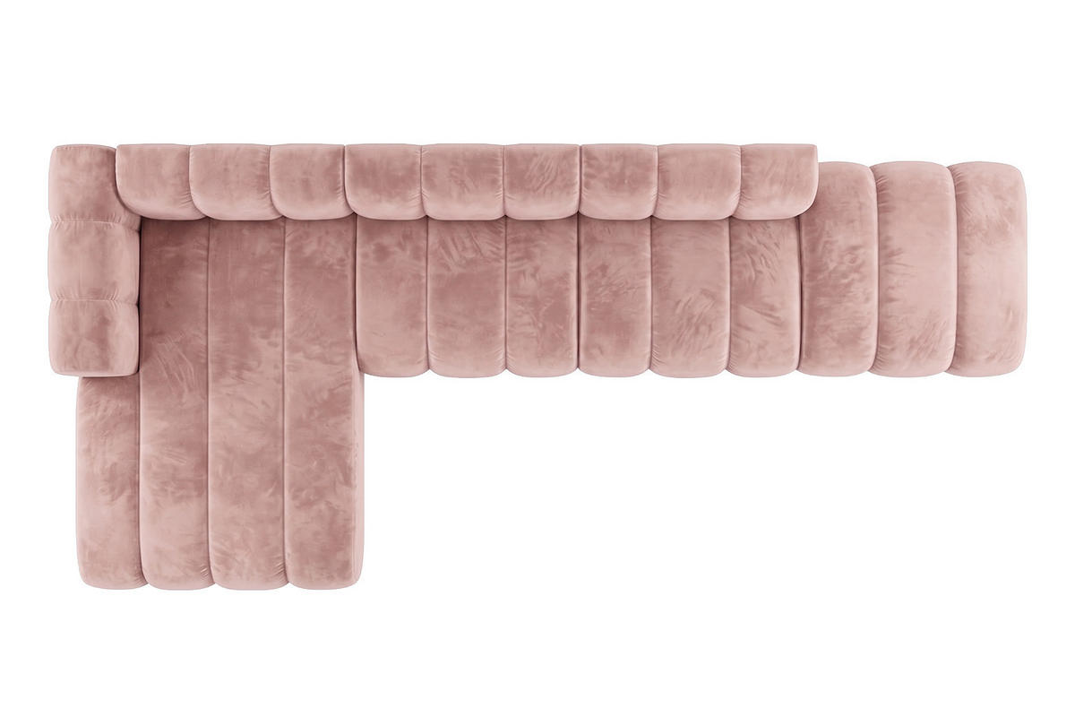 ECKSOFA Modulares In L-Form Mit Hocker, Velvet-Stoff Riviera, Hellrosa, Links, GRAND - Hellrosa, Holz (386/179cm) - Kaiser Möbel