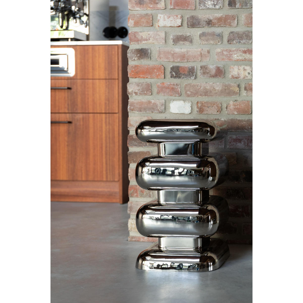 BEISTELLTISCH Stubby Chrom - Silberfarben, Metall (29/29/49cm) - Dutchbone