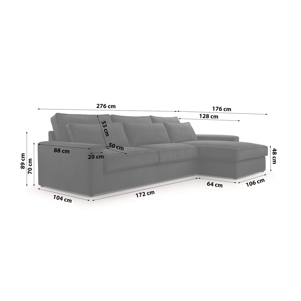 ECKSOFA 4 Sitzer Medan Mini, Schwarz - Schwarz, Textil (276/176cm) - Fedve