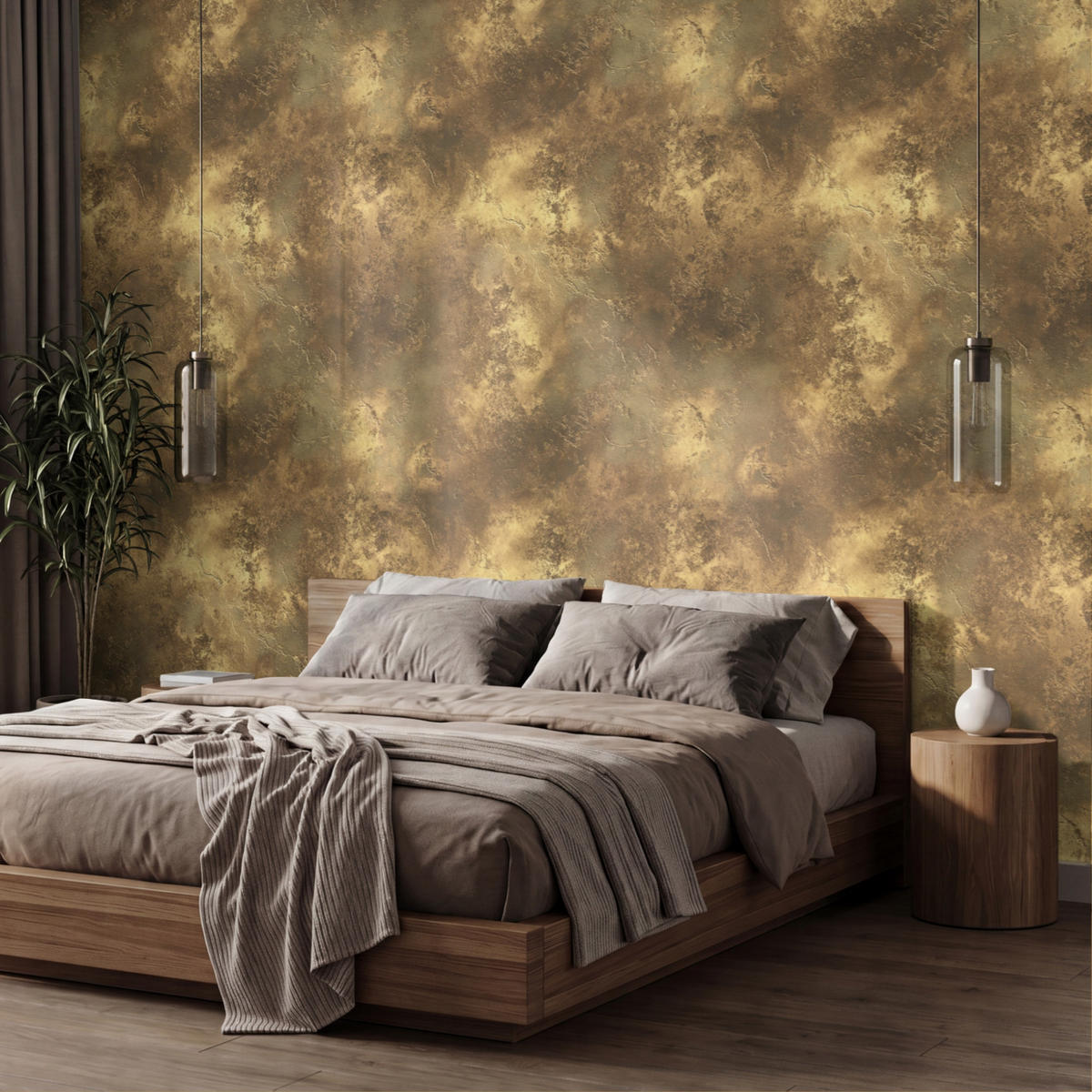 TAPETE - Antik - Metallic-Look - Gold - 450x260 cm - Messingfarben, Papier (450/260cm) - OnlyWow