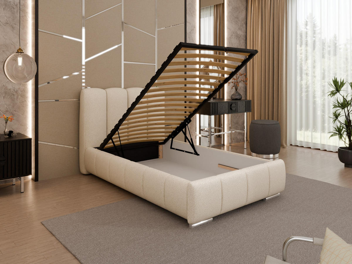 POLSTERBETT Zaira 100x200cm – Elegantes Polsterbett für modernen Wohnstil , ohne matratze, beige - Beige, Holz (100/200cm) - Panda Möbel