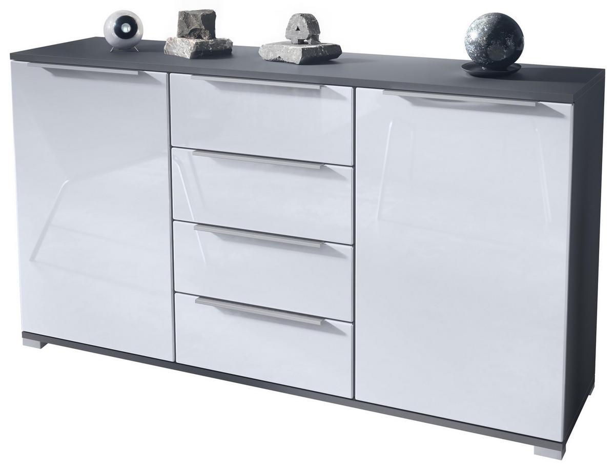 SIDEBOARD Linio Weiß Hochglanz - Weiß Hochglanz, Holzwerkstoff (138.5/75.5/35cm) - Vladon