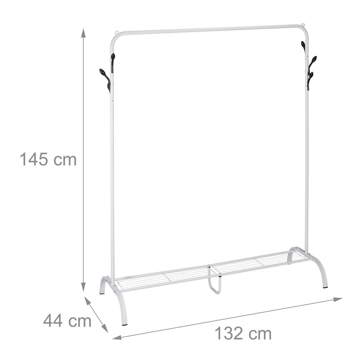 KLEIDERSTÄNDER - Weiß, Kunststoff/Metall (132/145/44cm) - Relaxdays