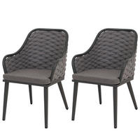 GARTENSTUHL 2er-Set aus Aluminium HxBxT 84x59x63cm Sitzhöhe 46cm Olefin (200 g/m²) Seilgeflecht Rope Anthrazit Kissen Dunkelgrau - Anthrazit, Metall (59/84/63cm) - PROREGAL